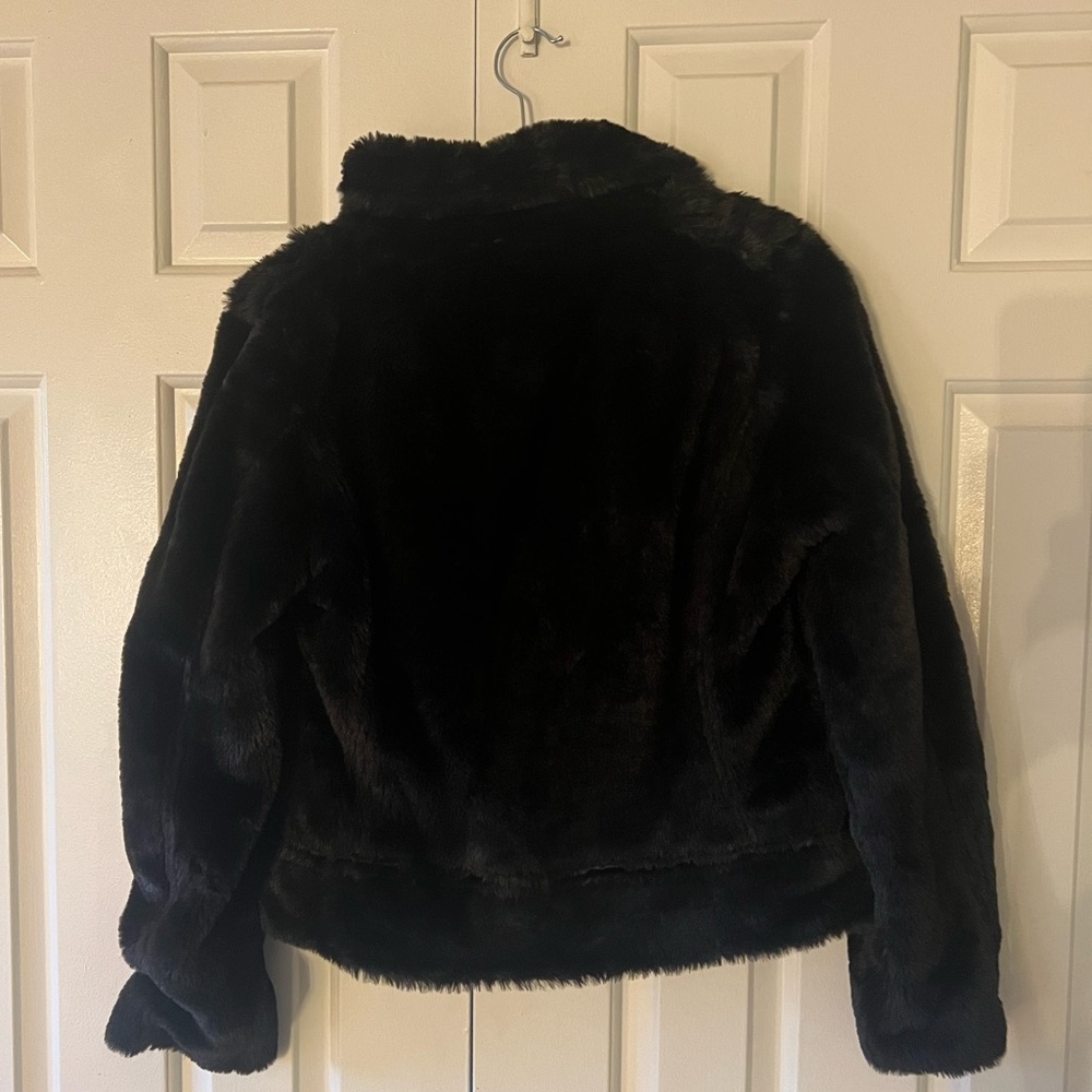 Lucky Brand faux fur black moto jacket. Size M - Picture 4 of 7